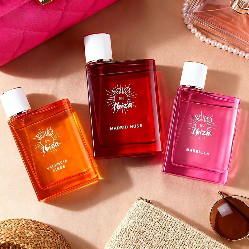 Coffret Cadeau Parfum Femme SOLO EN IBIZA - 3 x Vaporisateurs Eau de Parfum 30 ml - 3 Parfums Longue Durée - Pour les Fêtes, les Rendez-vous, l'Utilisation Quotidienne et les Soirées - Cadeau Idéal pour Femme