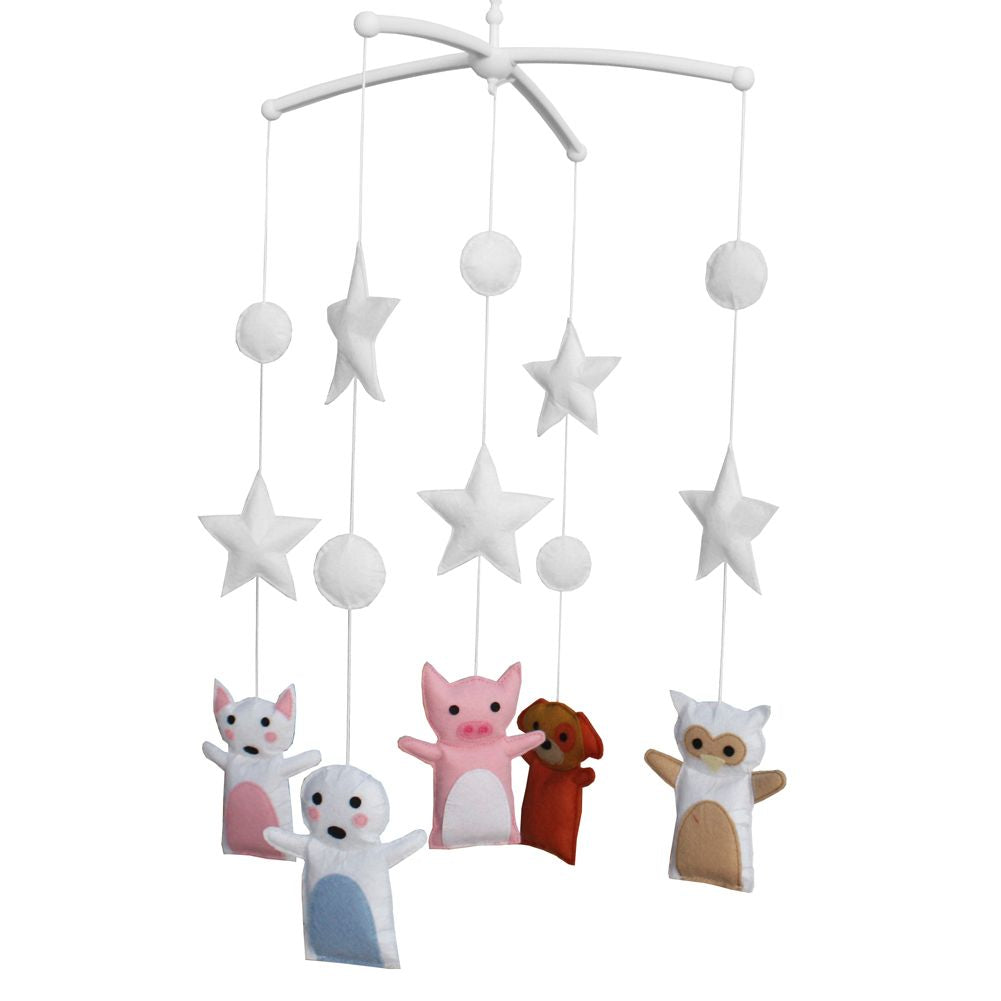 Mobile musical de berceau fait main en forme de cochon mignon pour bébé, décoration de chambre d'enfant.