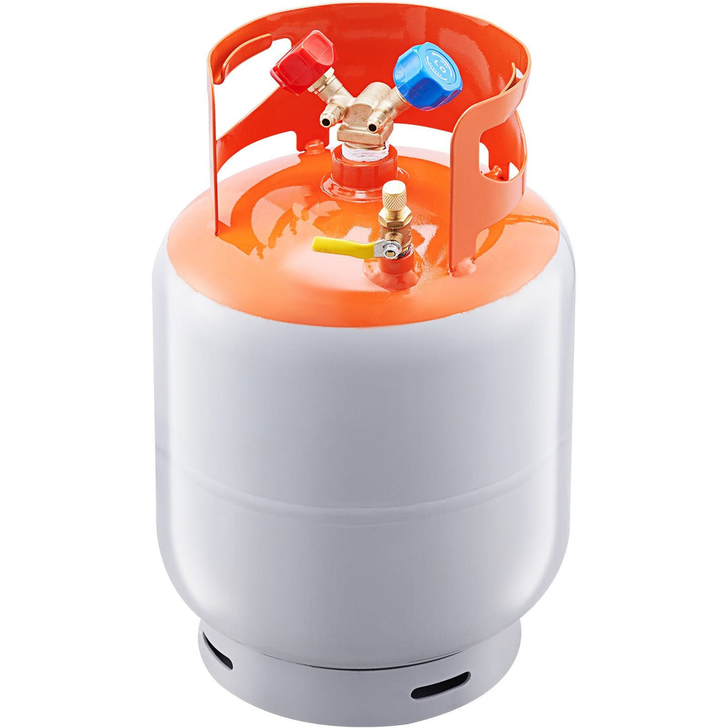 Bouteille de récupération de réfrigérant, capacité de 13,6 kg, bouteille de cylindre portable de 400 psi avec vanne Y pour liquide/vapeur, bidon de récupération haute étanchéité pour R22/R134A/R410A, orange+gris