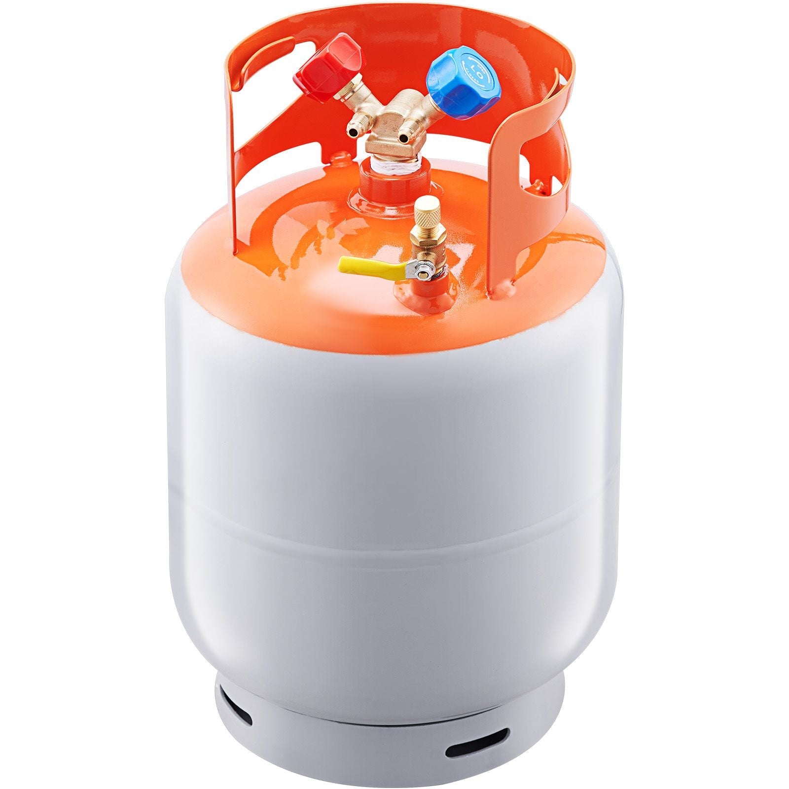 Bouteille de récupération de réfrigérant, capacité de 13,6 kg, bouteille de cylindre portable de 400 psi avec vanne Y pour liquide/vapeur, bidon de récupération haute étanchéité pour R22/R134A/R410A, orange+gris