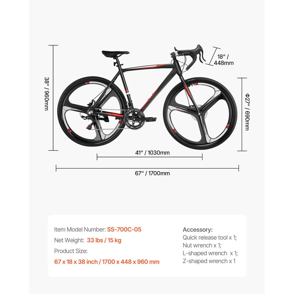 Vélo de Route, Roues 700C Vélo de Course, Transmission SHIMANO 14 Vitesses Vélo de Route Urbain, Vélo de Sport Adulte Léger avec Cadre en Alliage d'Aluminium, Cintre de Course, Frein à Disque, pour Hommes Femmes