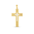 Kreuz-Anhänger aus 14 Karat zweifarbigem Gold mit Hochglanz-Diamantschliff