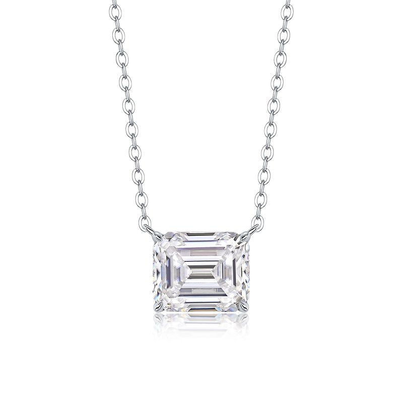 Mirage im Spiegel – Ein modisches und trendiges Schmuckset aus Halskette und Anhänger mit achteckigem 9*11 Moissanit, S925 Sterlingsilber und platinbeschichtetem Diamant