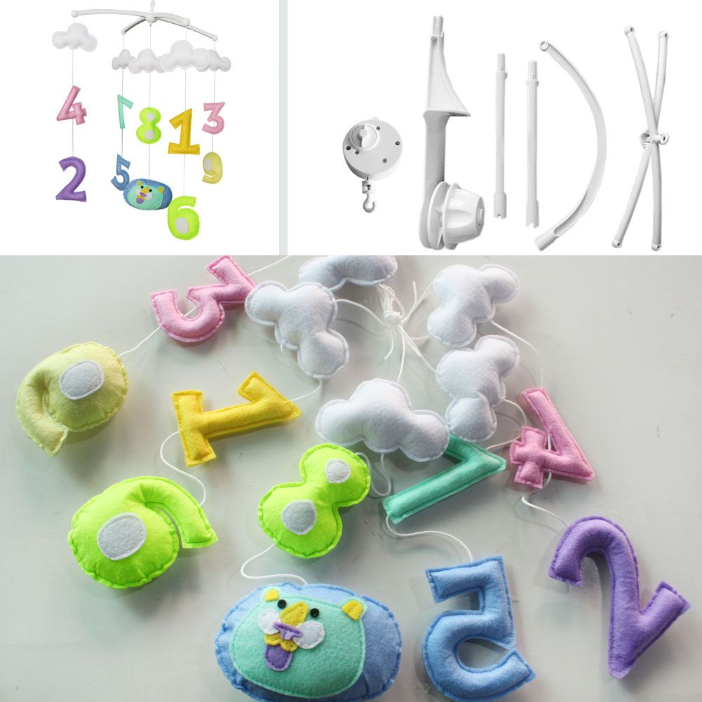 Handgemachte bunte Zahlen Baby-Mobile für Kinderbett, Kinderzimmer-Deko, musikalisches Mobile-Spielzeug für Mädchen und Jungen