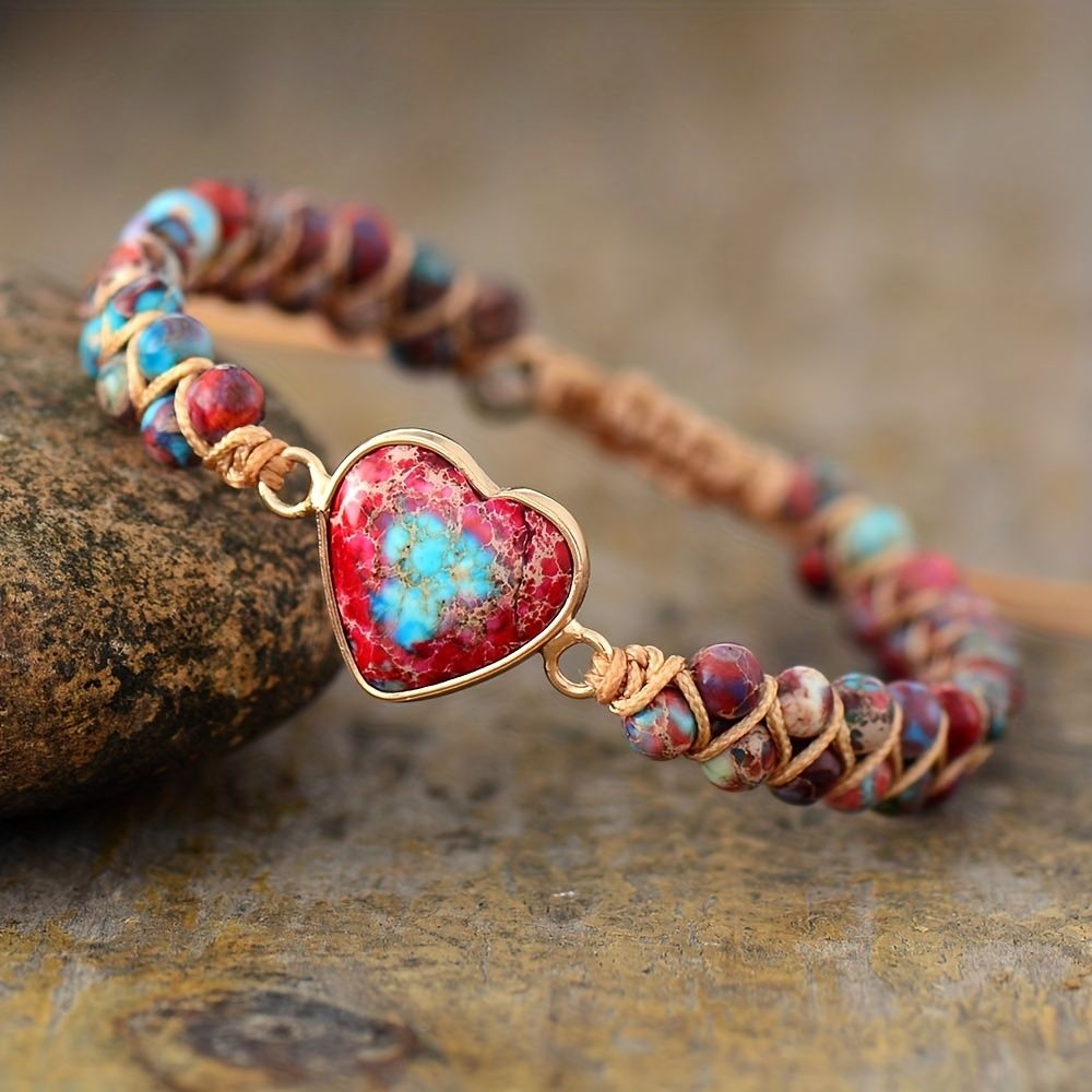Heiß verkaufte Armband grenzüberschreitende Warenhandelsquelle Rotes Kaiserstein Armband Pfirsichherz Liebe Handkette geflochtenes Armband