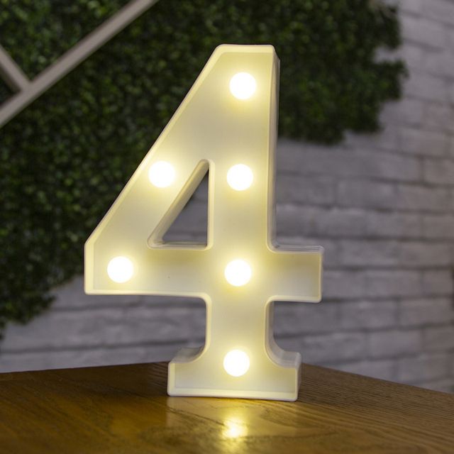 Lettres Lumineuses LED Alphabet Numéro Décoration Lampe à Pile Veilleuse pour la Maison Mariage Anniversaire Fête de Noël