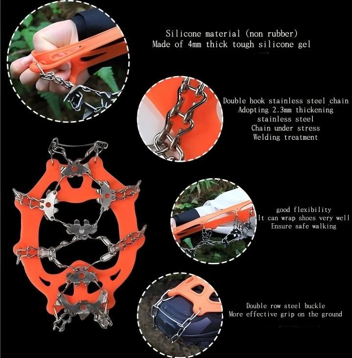 1 Paar Outdoor Eiskralle rutschfeste Überschuhe Wanderschuhkette Edelstahl rutschfester Schnee Klettern Anti-Sturz Schuhketten