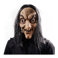 Masque d'Halloween Horreur Vieille Sorcière Cosplay Visage Fantôme Effrayant Nez Long Sorcière Casque en Latex avec Cheveux Accessoires de Fête Maison Hantée