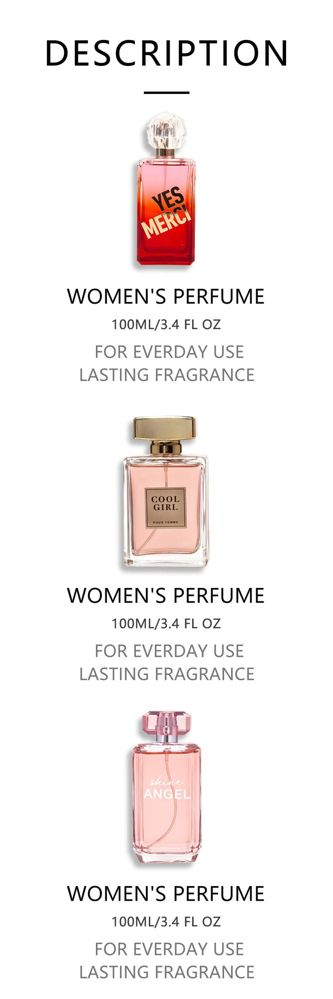 3-teiliges Set, Eau de Parfum Spray Geschenkbox für Damen, langanhaltender Duft, 3 verschiedene Duftrichtungen, perfekt für Weihnachtsgeschenke, Dating, Alltag, Partys, 100 ml/Flasche