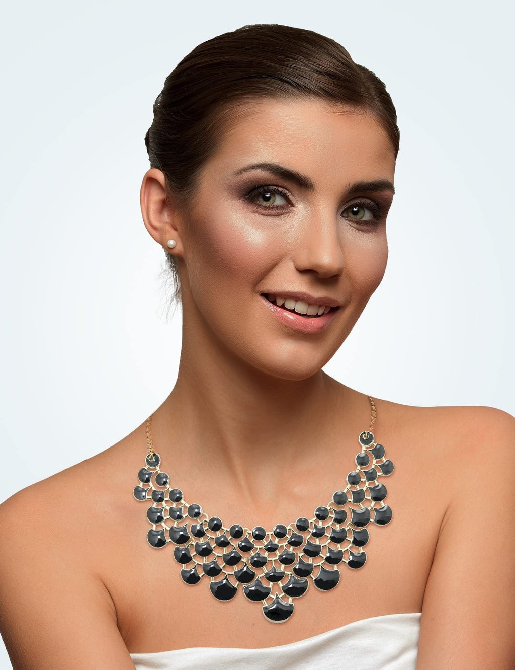 Jane Stone Modeaussage Collier Halskette Vintage Durchbrochenes Lätzchen Kostüm Schmuck