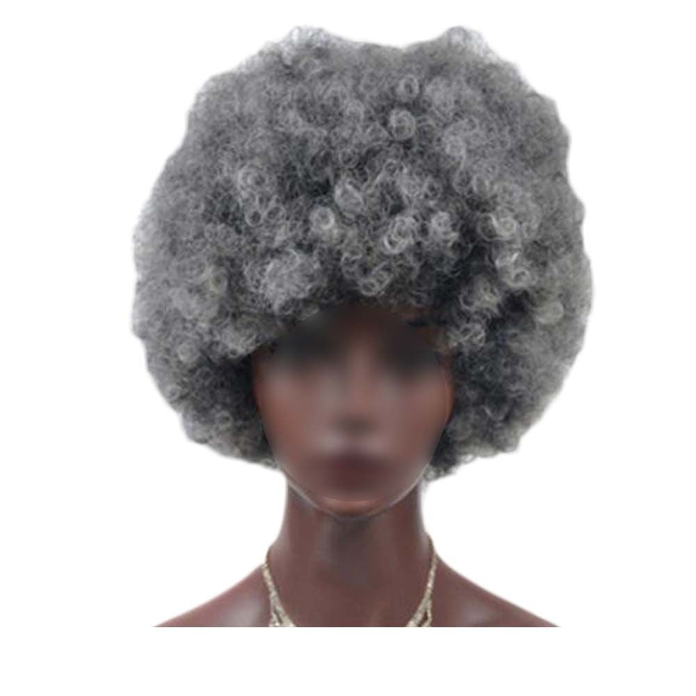 Graue kurze Afro-Lockenperücken für Frauen, große flauschige Kunsthaar-Kurzperücke für Party und Alltag