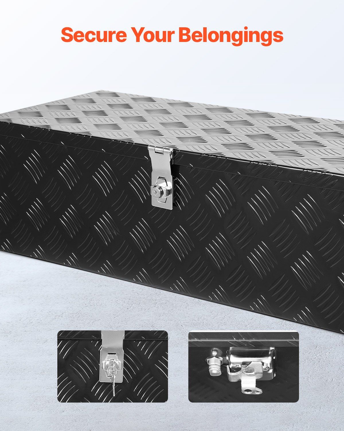 30"x13"x9.6" Schwerlast-Aluminium-Werkzeugkasten für Pickup-Wohnmobil, Schwarz