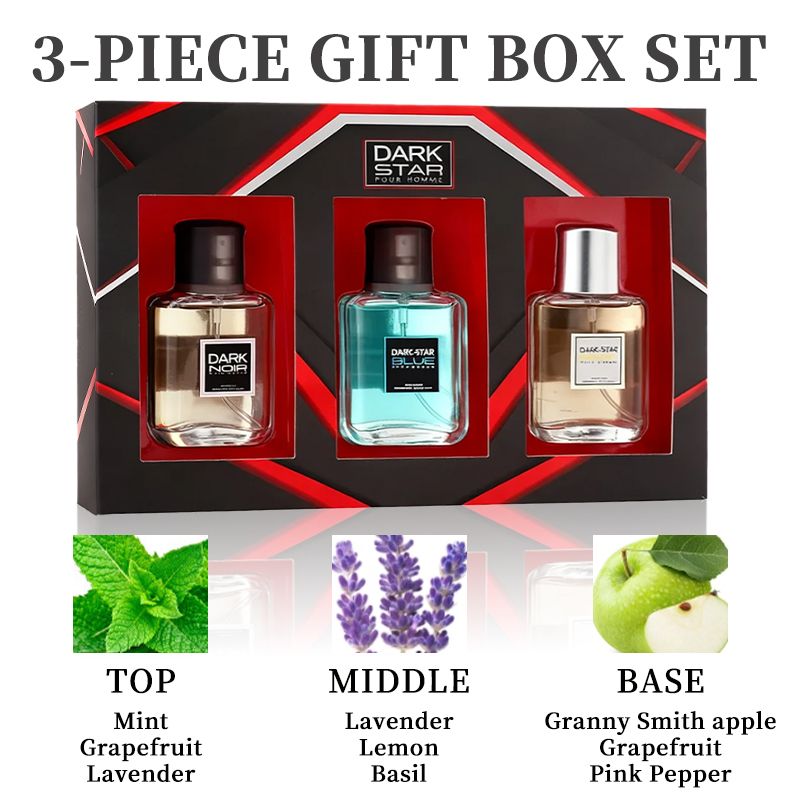 3-teiliges Set Parfüm Herren Eau De Toilette Spray Köln - Holzig & Würzig Maskuliner Duft - Mit Cranberry, italienischer Zitrone und Grapefruit, Salbei und Absinth mit Zitrusfrüchten