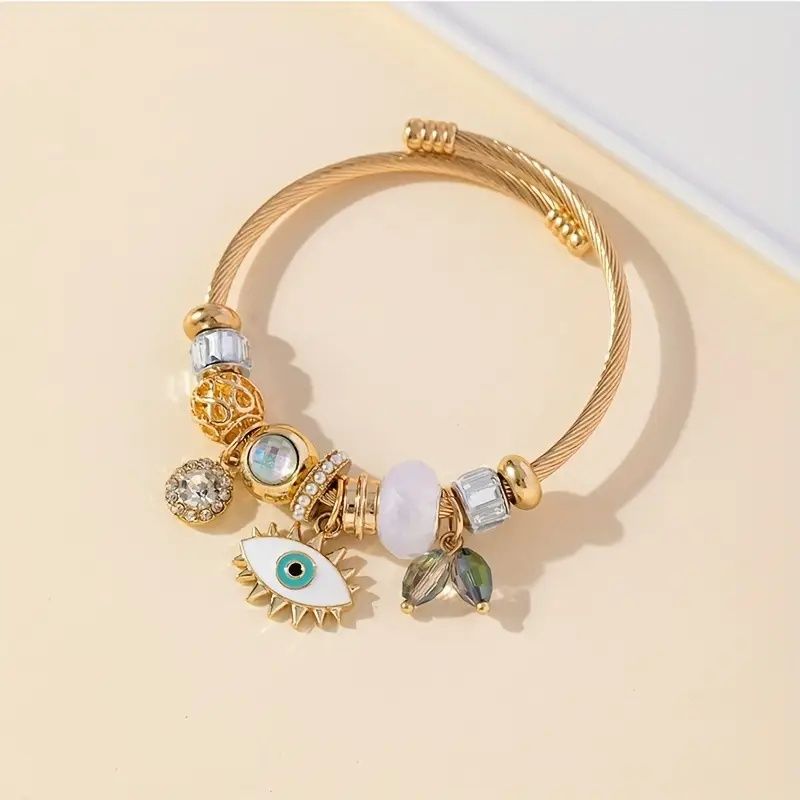 Bracelet de perles DIY, accessoire de mode multia-éléments en acier inoxydable, alliage de cuivre et strass