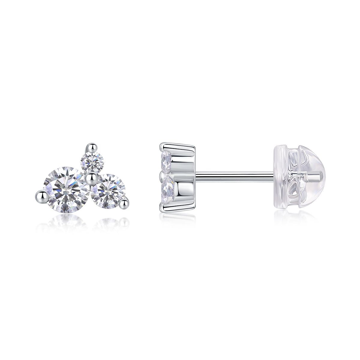 Waves-Set mit Moissanit 0.3 Karat S925 Sterlingsilber und platinbeschichtete Ohrstecker Modeschmuck Silberschmuck