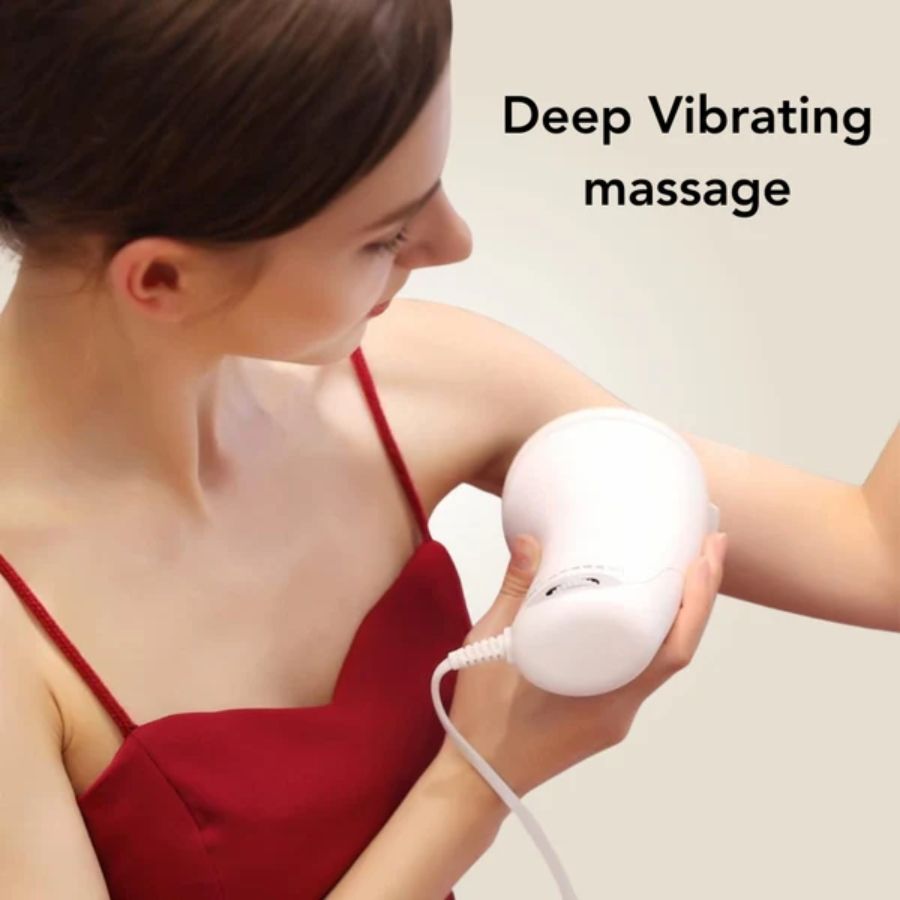 Körpermassagegerät mit 8 Aufsätzen Vibrationsmassagegerät für Körperformung Massagegerät Roller Schulter- und Nackenmassagegerät Handheld-Cellulite-Massagegerät zur Körperentspannung mit Gratisgeschenk