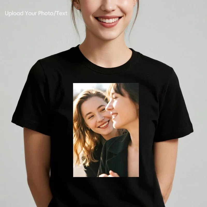T-shirt photo personnalisé Motif sur mesure Coton 230g Manches courtes Téléchargement de photo Mariage Hommes & Femmes Toutes tailles - (Vous devez télécharger l'image)