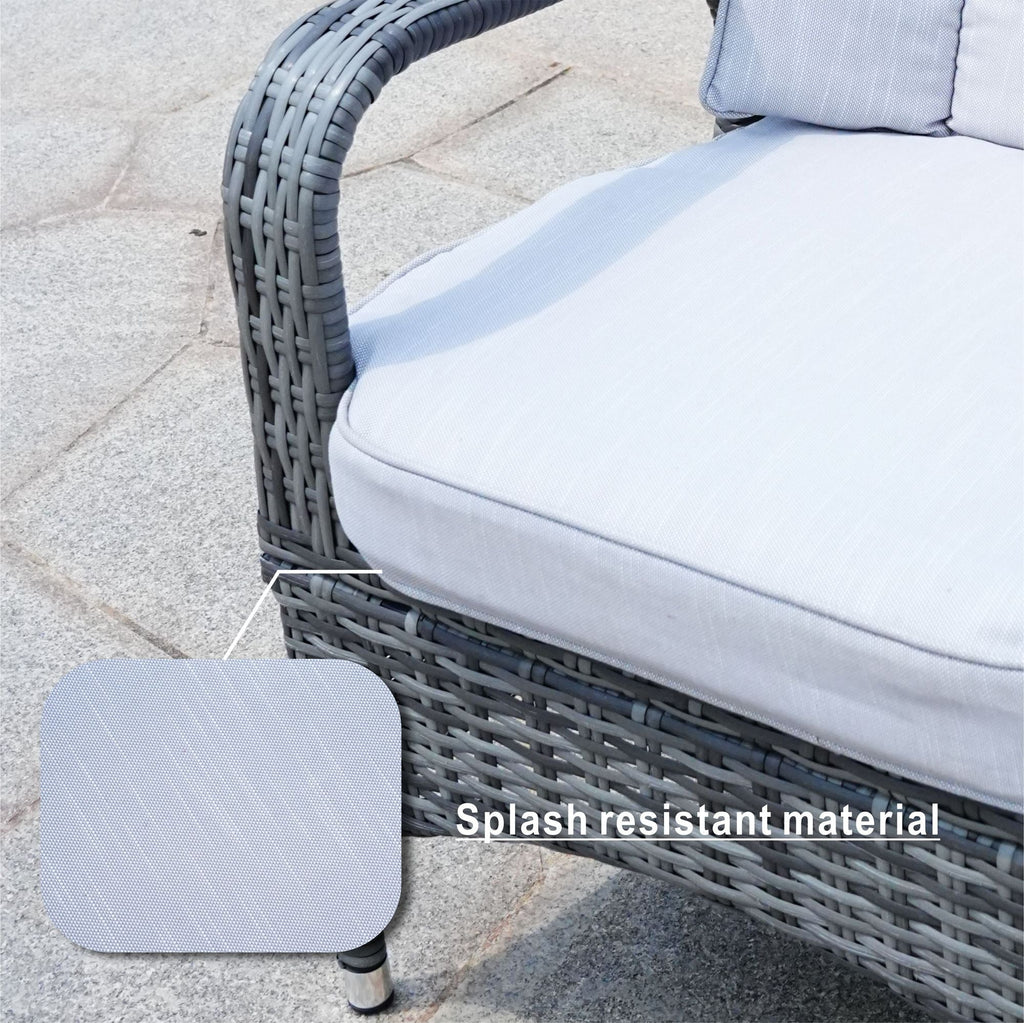 Ensemble de salle à manger d'extérieur Direct Wicker avec foyer – Table rectangulaire en aluminium 6 places et chaises en rotin