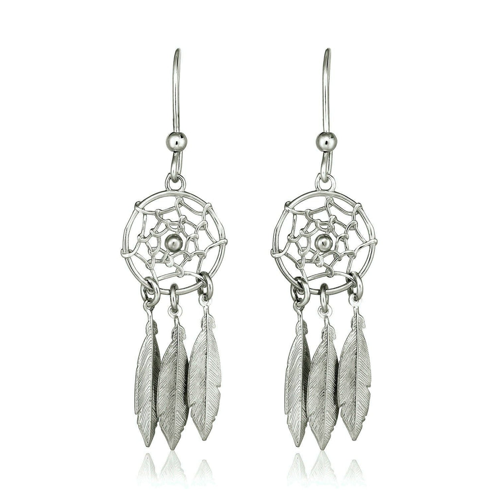 Boucles d'oreilles pendantes attrape-rêves en argent sterling