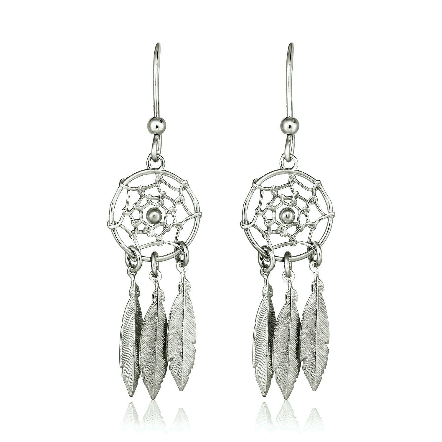 Boucles d'oreilles pendantes attrape-rêves en argent sterling