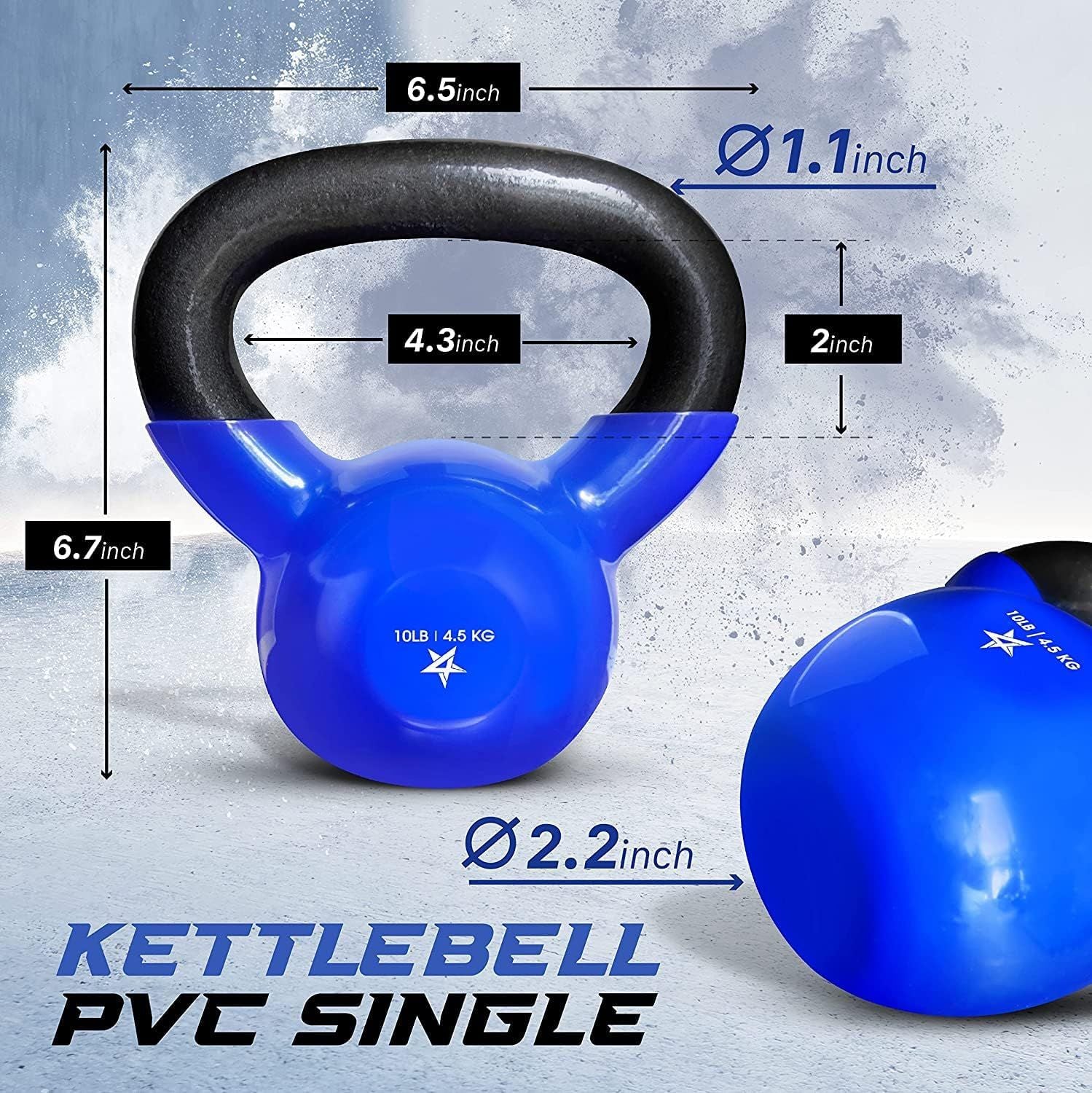 Kettlebell, 5-100 LB Vinylbeschichtete Gusseisen Kettlebells für Krafttraining, Home Gym Übungen, Fitness, Ganzkörpertraining, Liegestütze und Griffkraft