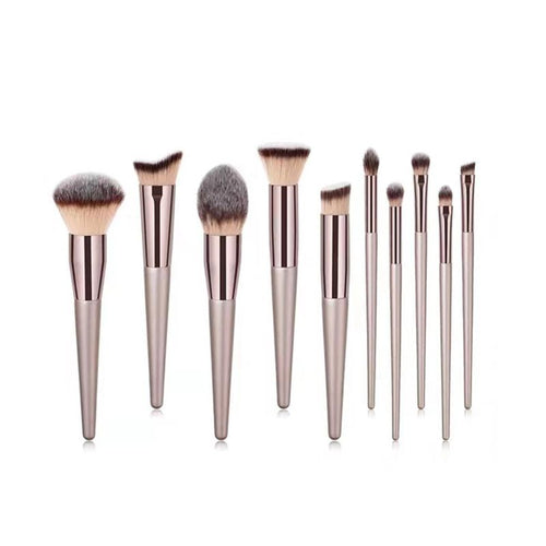 10 Stk. Hochwertiges professionelles Make-up-Pinsel-Set Lidschatten Braun Foundation Puder Kosmetik