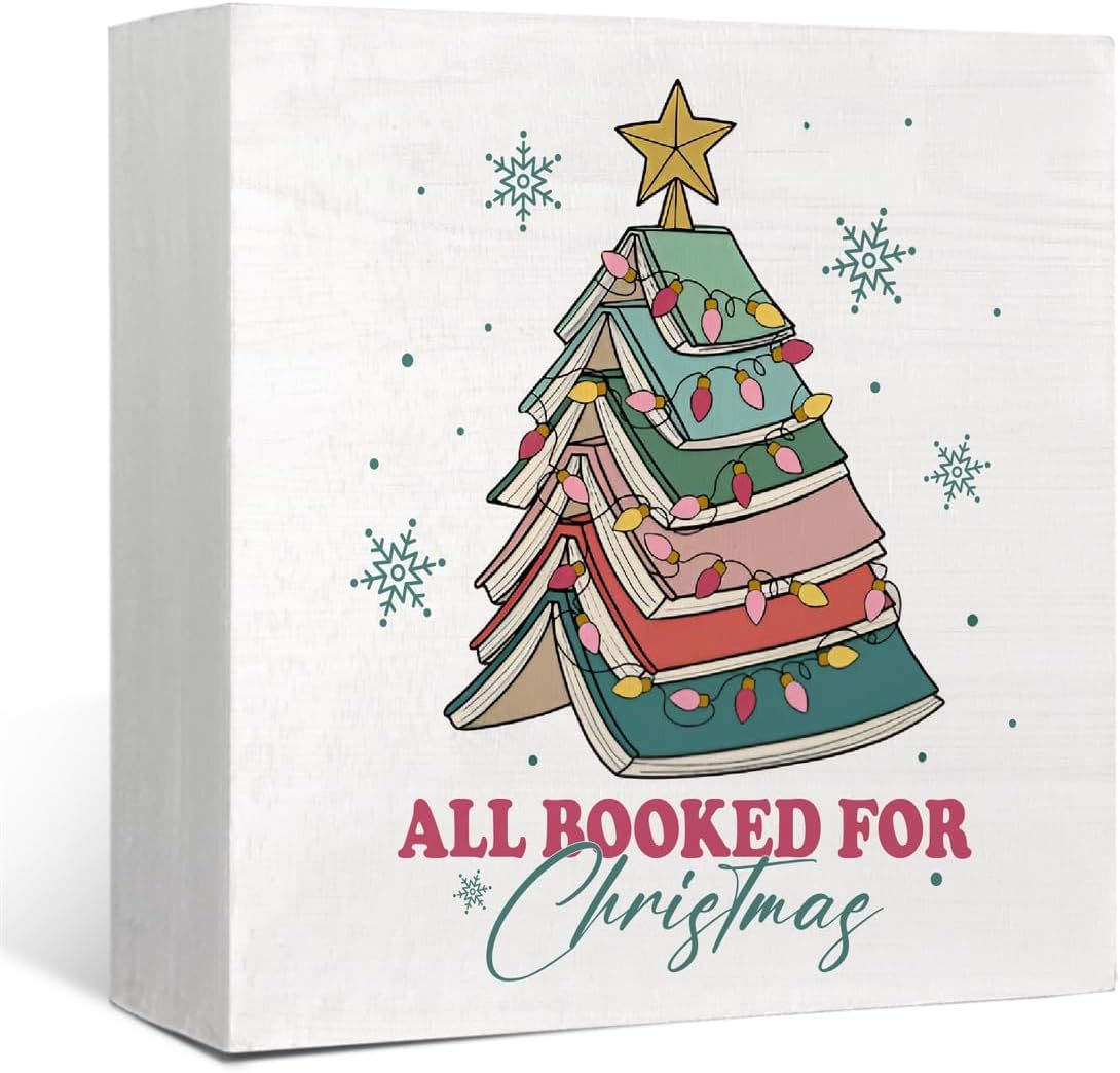Christmas Decor Red Truck Christmas Wooden Box Signs Buffalo Plaid Christmas Decorations Christmas Decor for Home Office Bedroom Fireplace Car Tiered Tray Decor Christmas Gifts for Women 5x5