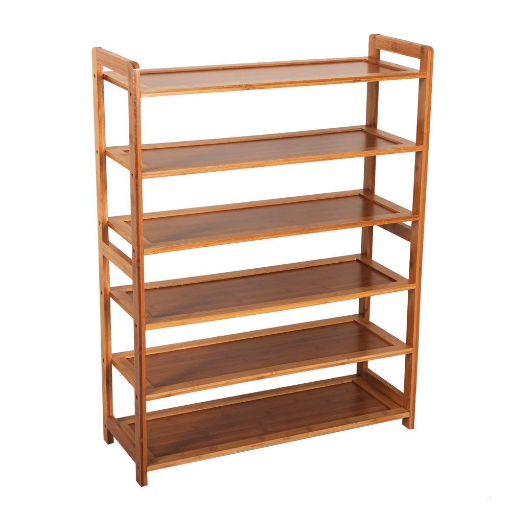 6-stufiges Holz-Bambusregal, Eingangsbereich, Aufbewahrung, Schuhregal, Möbel