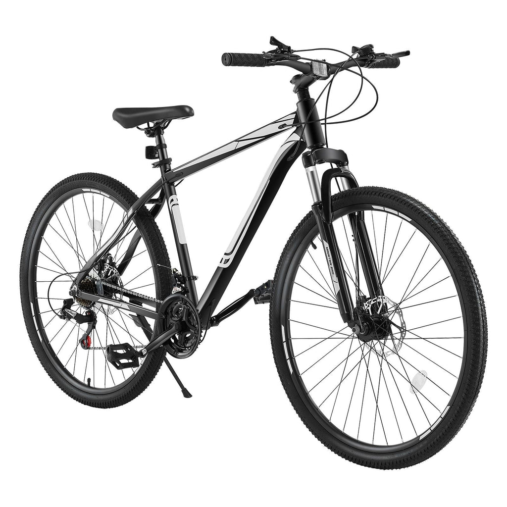 VTT 29 pouces avec suspension avant, 21 vitesses SHIMANO, selle confort, freins à double disque, cadre en alliage d'aluminium, vélo de sport pour adultes, sentier, neige