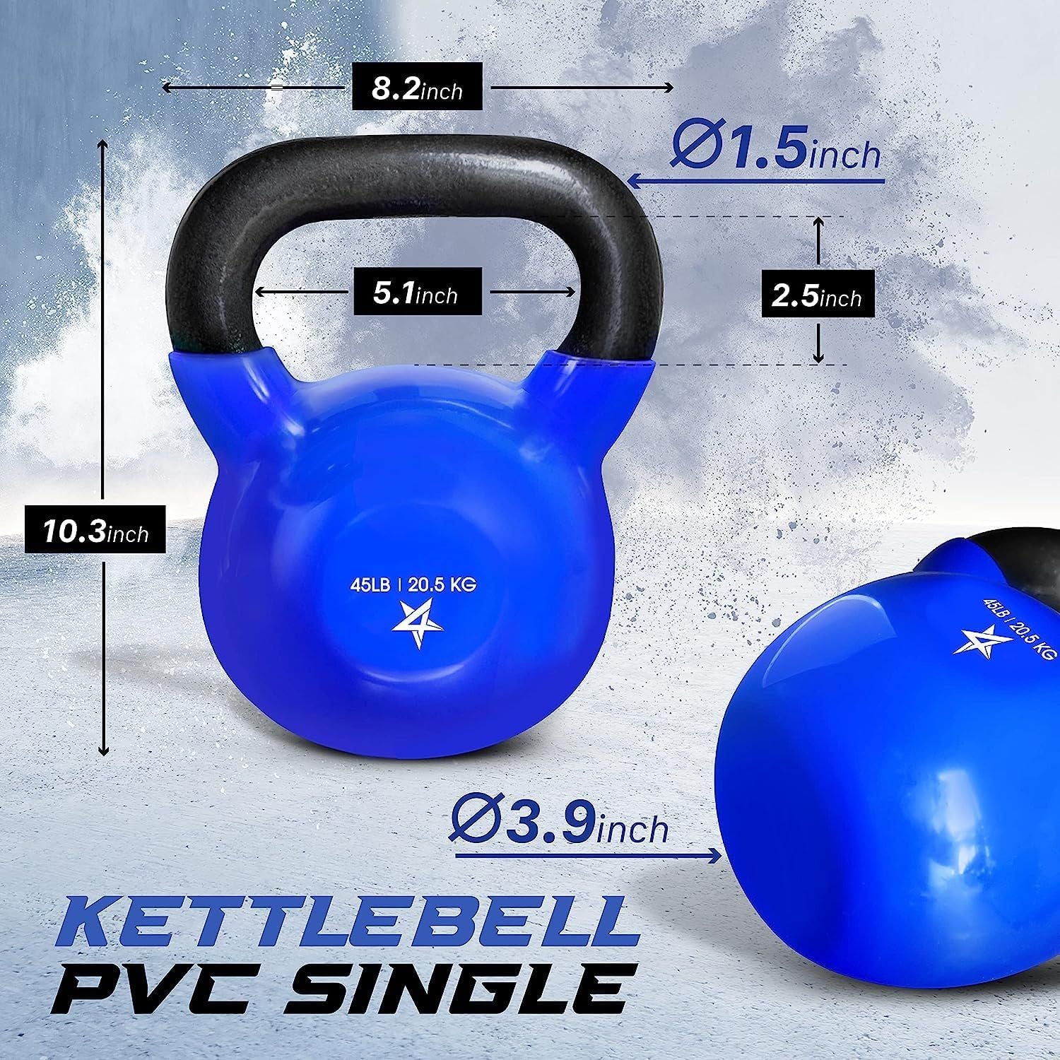 Kettlebell, 5-100 LB Vinylbeschichtete Gusseisen Kettlebells für Krafttraining, Home Gym Übungen, Fitness, Ganzkörpertraining, Liegestütze und Griffkraft
