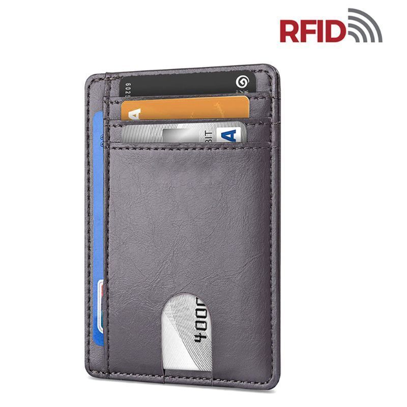 Portefeuille mince en cuir pour hommes Porte-cartes de crédit Blocage RFID Pochette porte-monnaie en PU États-Unis