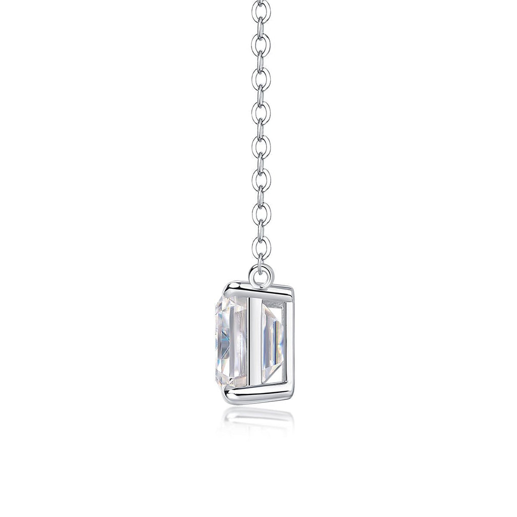 Mirage im Spiegel – Ein modisches und trendiges Schmuckset aus Halskette und Anhänger mit achteckigem 9*11 Moissanit, S925 Sterlingsilber und platinbeschichtetem Diamant