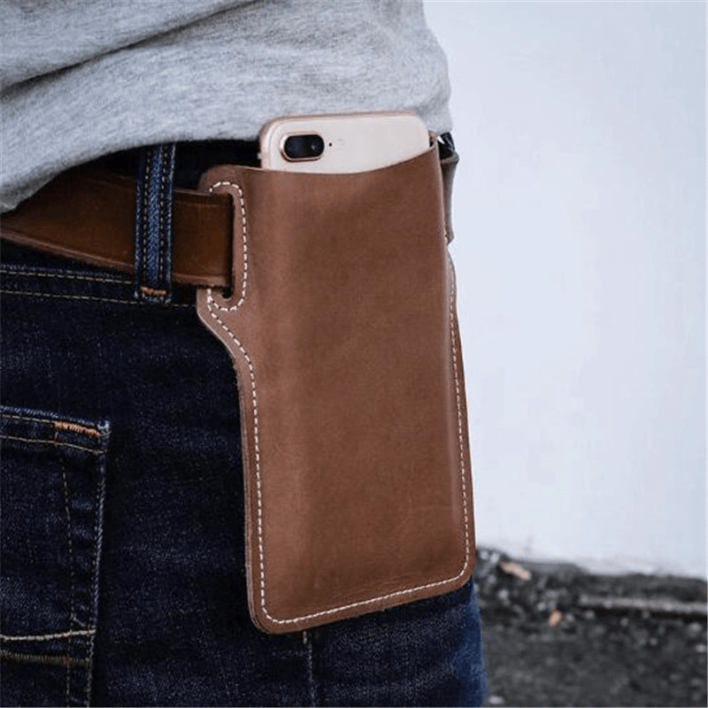 Sac de ceinture pour homme pour téléphone portable, pochette de taille en cuir, étui portefeuille