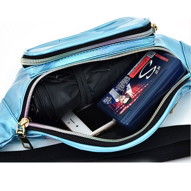 Damen Holografische Gürteltasche Herren Glänzende Bauchtasche Hologramm Hüfttasche Reise Laser Brusttasche mit verstellbarem Gurt für Reisen