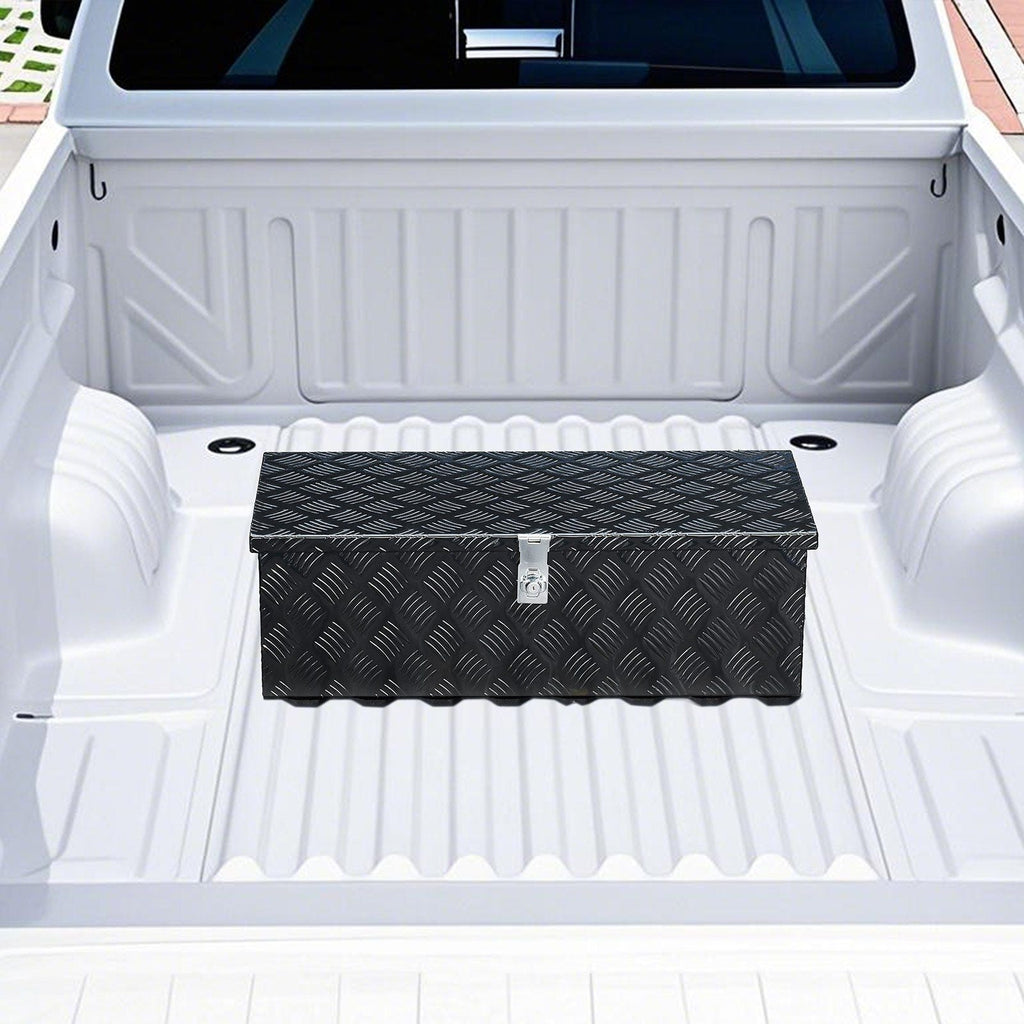 30"x13"x9.6" Schwerlast-Aluminium-Werkzeugkasten für Pickup-Wohnmobil, Schwarz