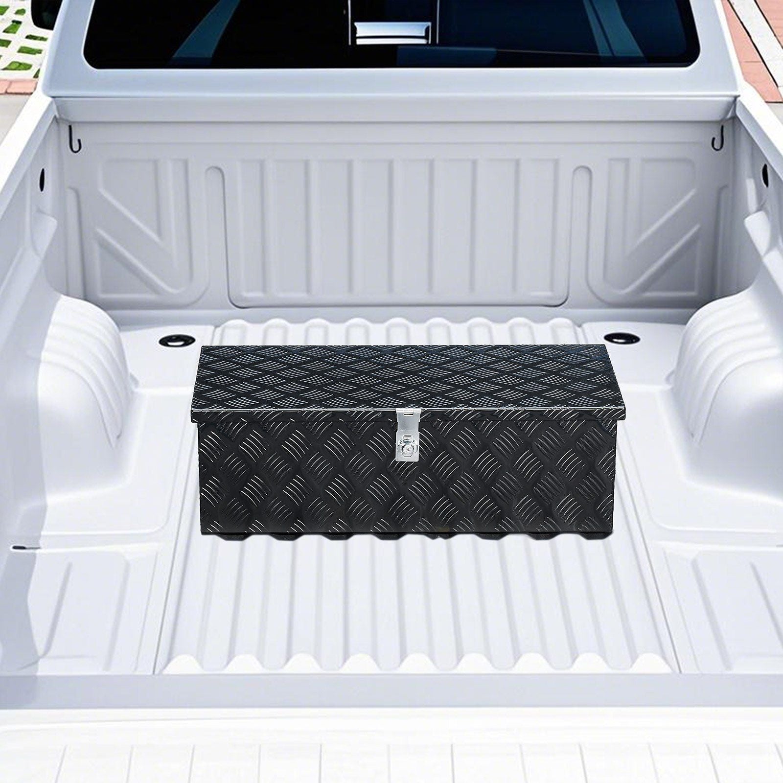 30"x13"x9.6" Schwerlast-Aluminium-Werkzeugkasten für Pickup-Wohnmobil, Schwarz