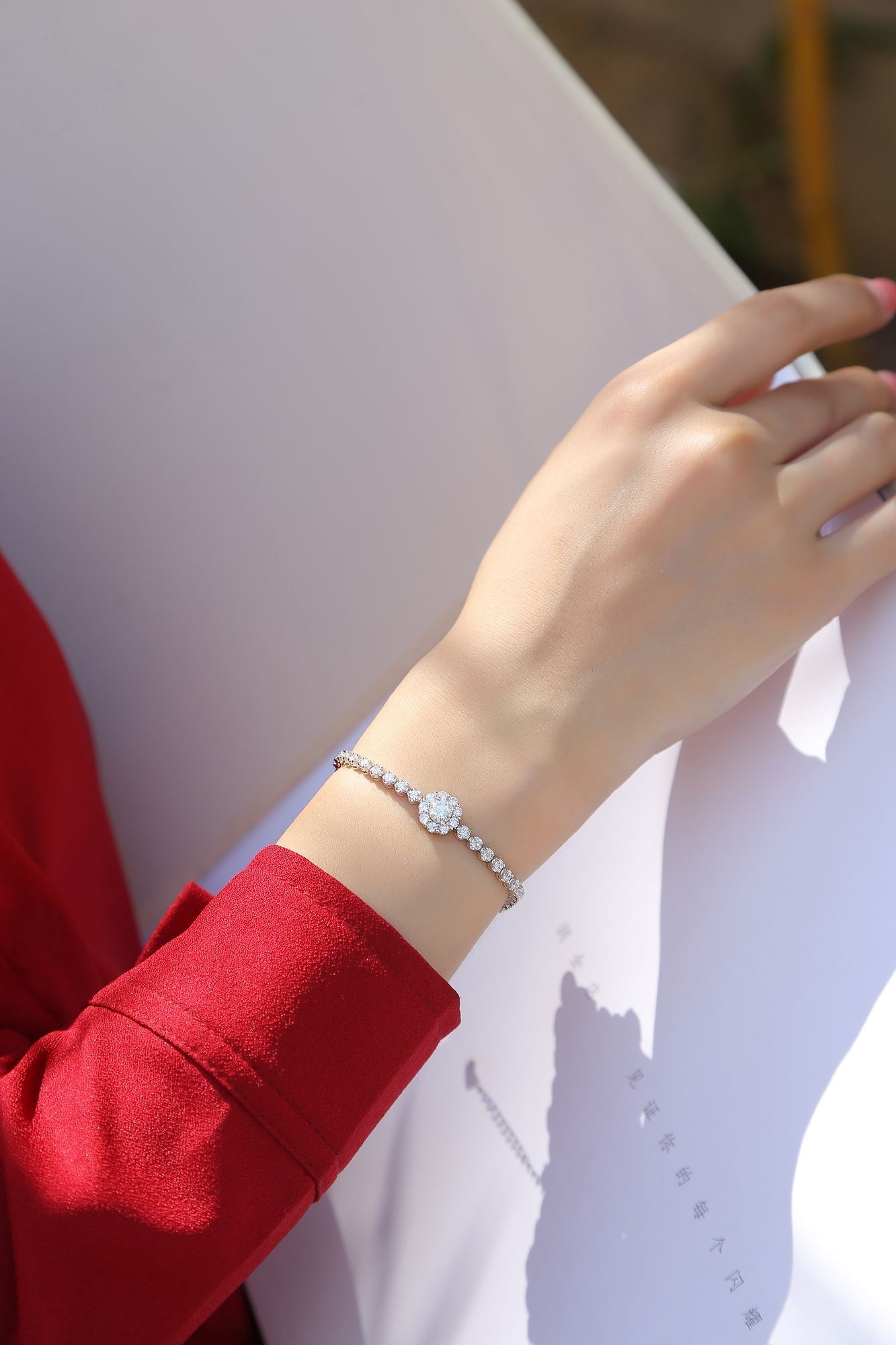 Bracelet Magpie Bridge - Argent sterling 925 serti de moissanite 0,5 carat plaqué platine - Bijoux tendance