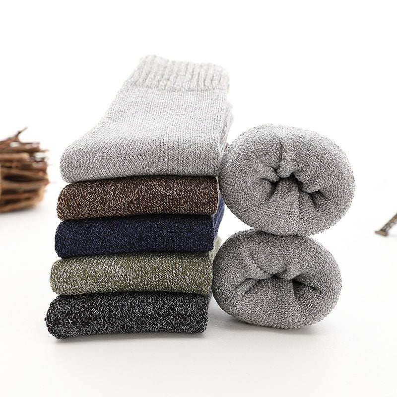 5 Paires Chaussettes Épaisses en Laine Homme Haute Qualité Serviette Garder au Chaud Chaussettes d'Hiver Coton Cadeau de Noël Chaussettes Pour Homme Thermique Taille 38-45