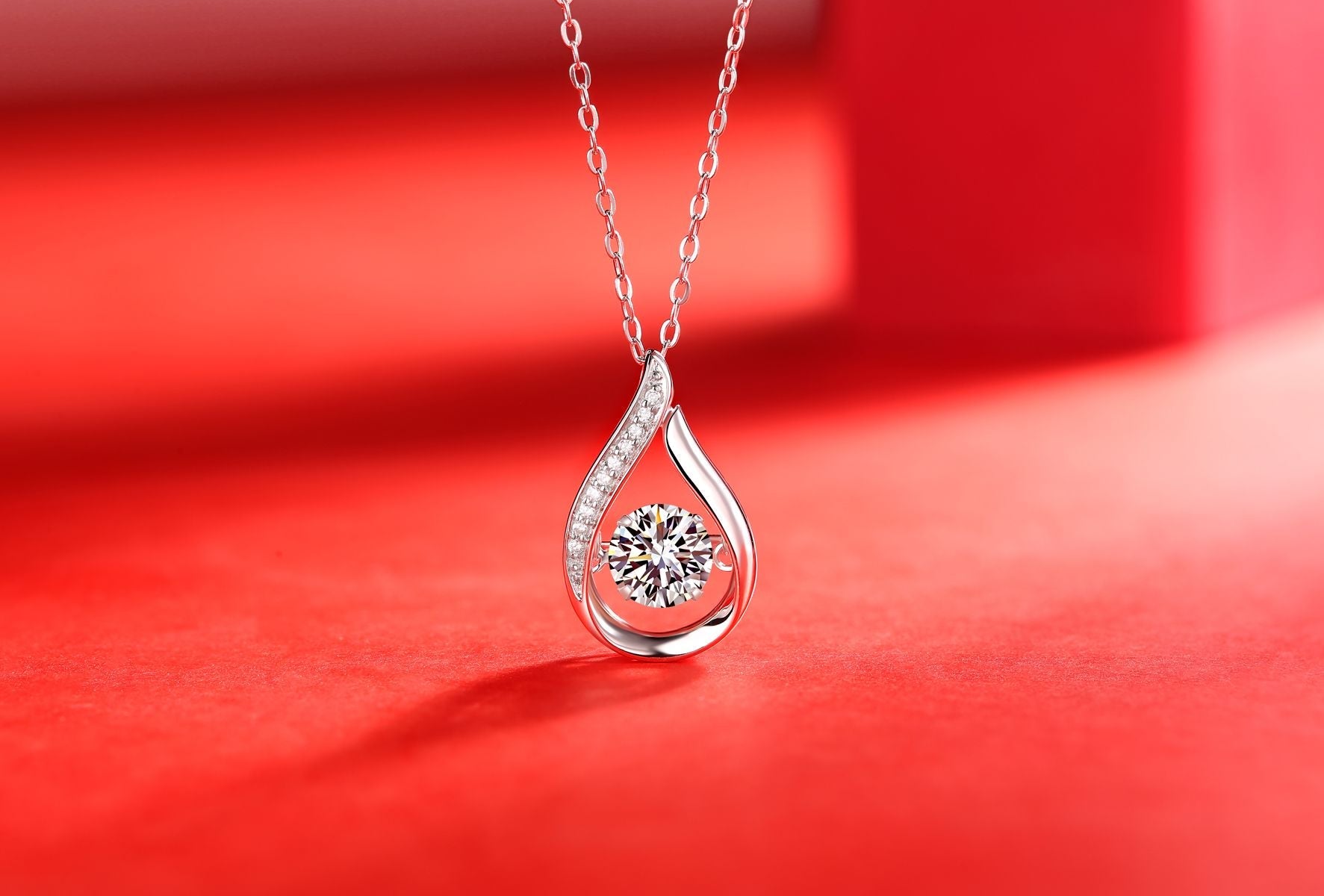 Dynamique - Parure de bijoux tendance et à la mode avec diamant Moissan de 1 carat en argent sterling S925, pendentif de collier en diamant abordable
