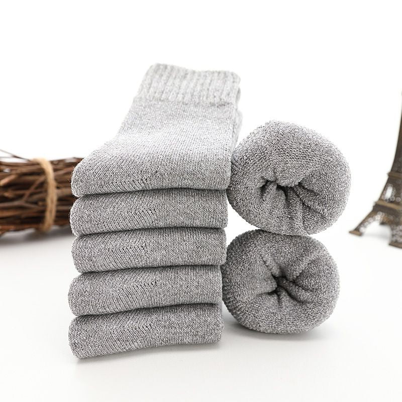 5 Paires Chaussettes Épaisses en Laine Homme Haute Qualité Serviette Garder au Chaud Chaussettes d'Hiver Coton Cadeau de Noël Chaussettes Pour Homme Thermique Taille 38-45