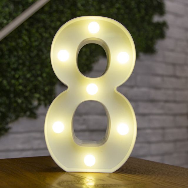Lettres Lumineuses LED Alphabet Numéro Décoration Lampe à Pile Veilleuse pour la Maison Mariage Anniversaire Fête de Noël