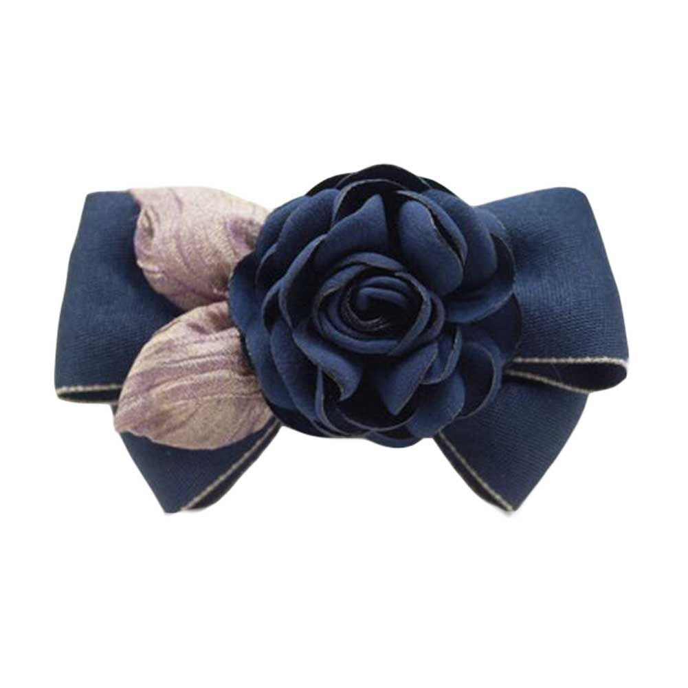 Künstliche Rose Stoffblume Haarnadel Handgemachte Schleife Haarspangen; Navy