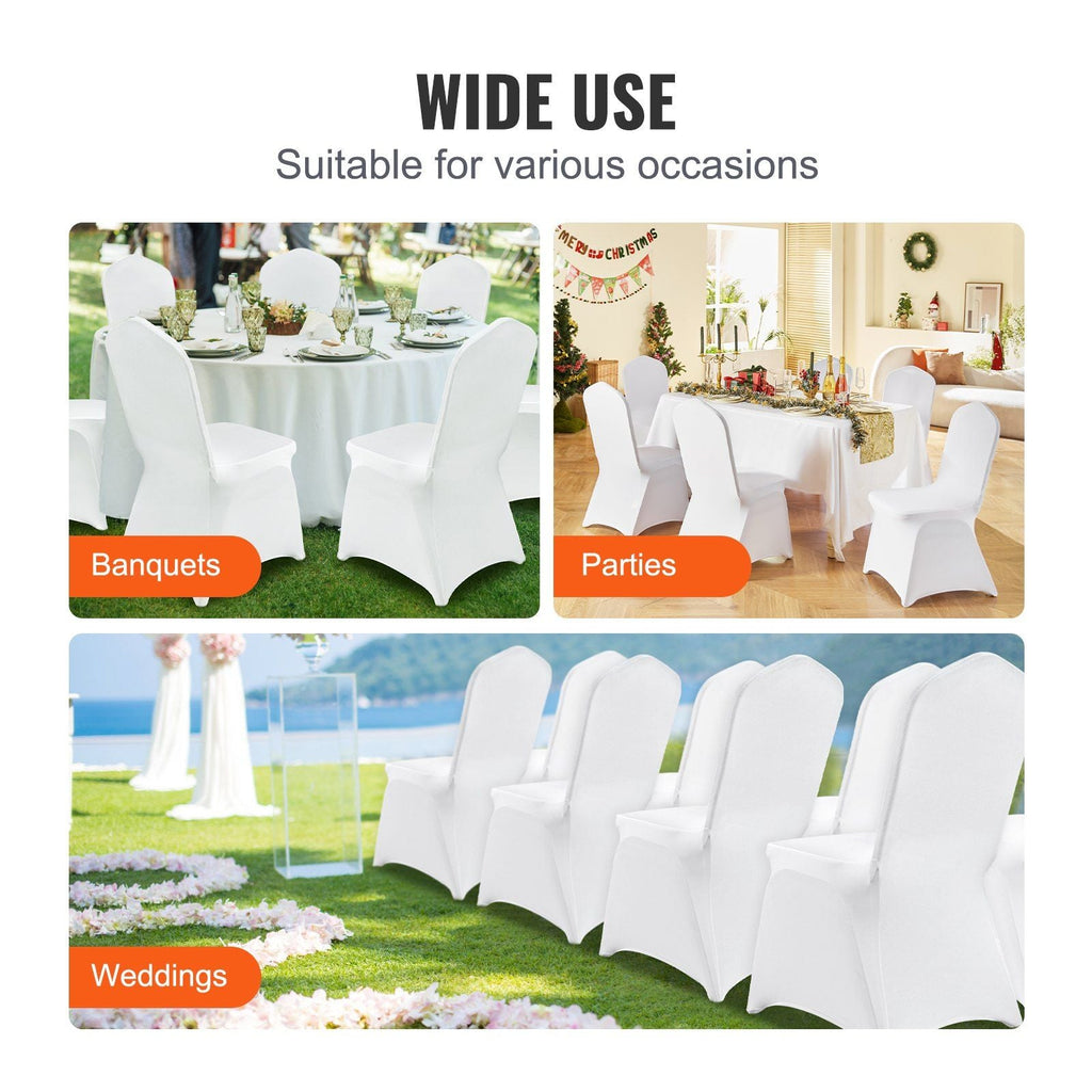 Housses de chaise pliante extensibles en Spandex, universelles et ajustées, amovibles et lavables, pour mariage, vacances, banquet, fête, célébration, salle à manger (50 pièces blanches)