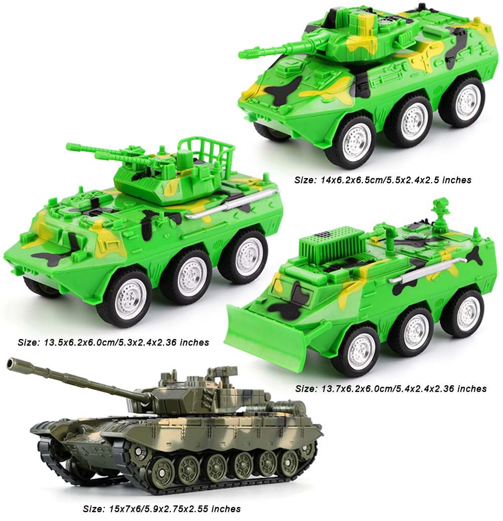 Armeefahrzeugmodelle, Spielzeugautos, Kampffahrzeuge, Spielzeugpanzer aus Kunststoff, 4er-Pack