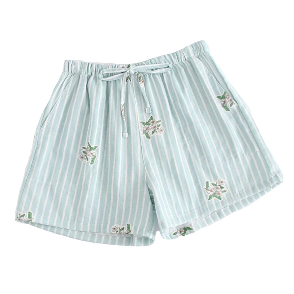 Damen Schlafanzughose aus Baumwolle, gestreift, Loungewear Schlafhose – Blau