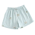 Damen Schlafanzughose aus Baumwolle, gestreift, Loungewear Schlafhose – Blau