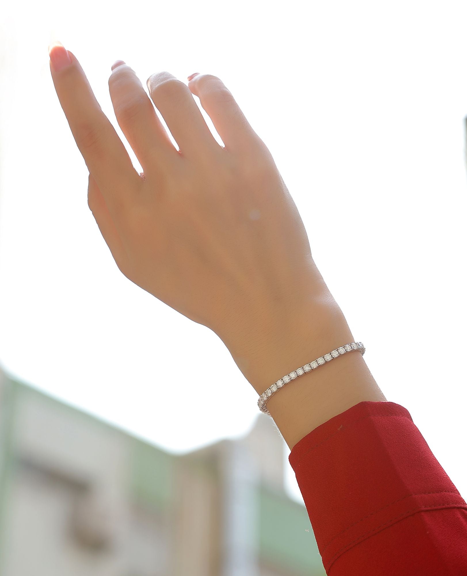 Einzigartig - Ein modisches Armband- und Armreif-Schmuckset mit 0,1 Karat Moissan-Diamanten, S925 Sterlingsilber und platinierten Diamanten