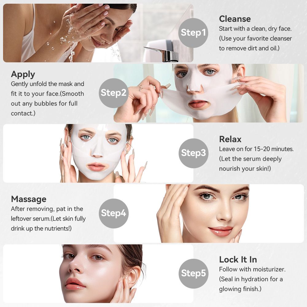 5 BLÄTTER/BOX Kollagen Real Deep Gesichtsmasken Hautpflege Gesichtsmasken für Frauen Hautpflege Feuchtigkeit & Elastizität