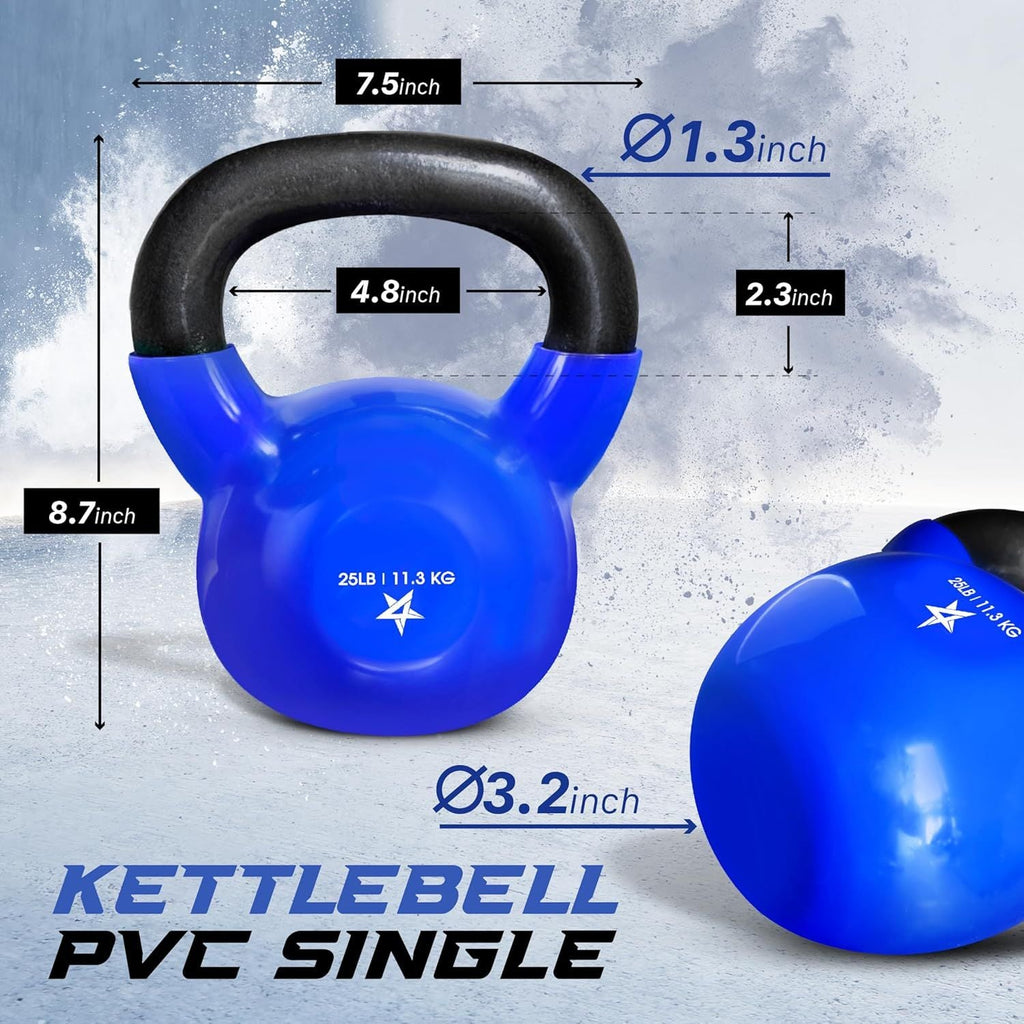 Kettlebell, 5-100 LB Vinylbeschichtete Gusseisen Kettlebells für Krafttraining, Home Gym Übungen, Fitness, Ganzkörpertraining, Liegestütze und Griffkraft