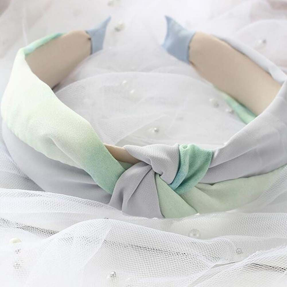 Bandeau Large Noué Femme Turban en Tissu Doux Serre-tête Accessoires Cheveux, Gris Clair Vert Menthe